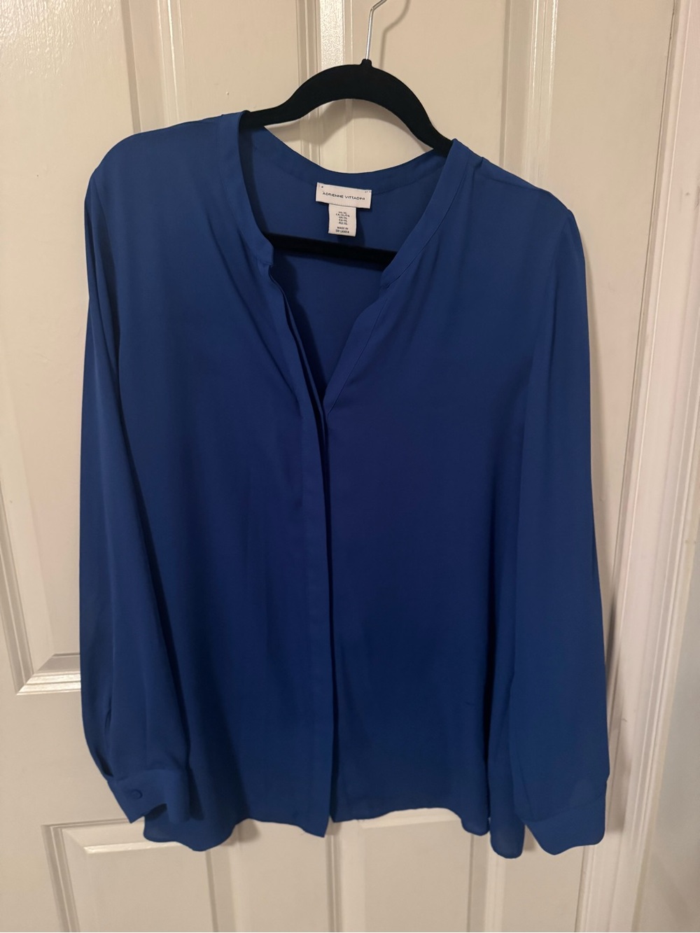 Adrienne Vittadini Royal Blue Long-Sleeve V-Neck Blouse